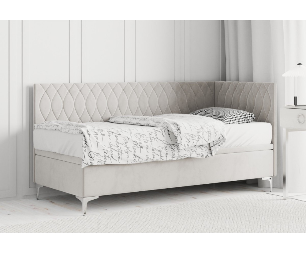 Einzelbett 100x200 cm mit Bettkasten, verchromte Füße, DIANA 1R