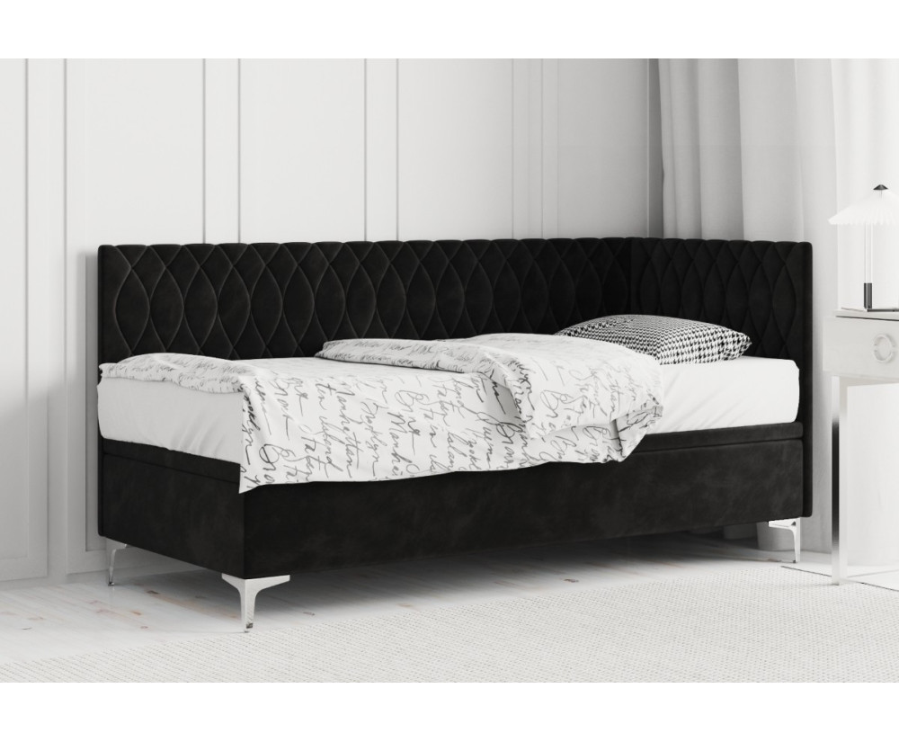 Jugendbett 120x200 cm mit Bettkasten, Kopfteil und Seitenblende, verchromte Füße, DIANA 1R Jugendbett 120x200 cm mit Bettkasten, Kopfteil und Seitenblende, verchromte Füße, DIANA 1R