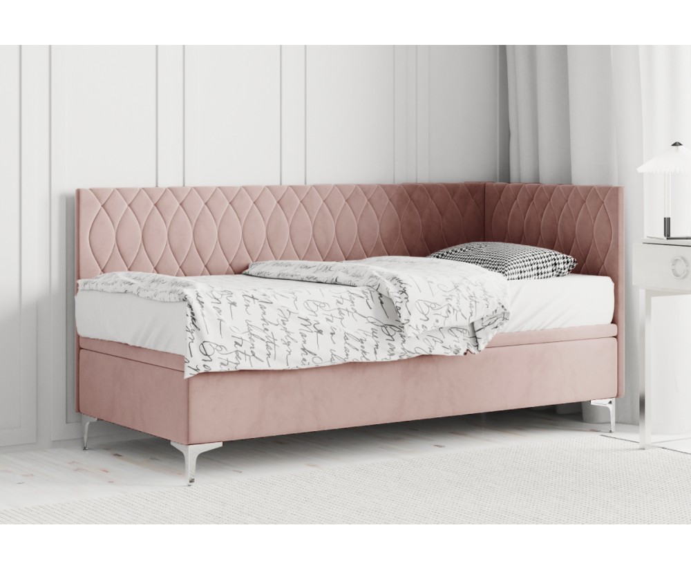 DIANA 1R Jugendbett 120x200 cm mit Bettkasten, Kopfteil und Seitenblende, verchromte Füße