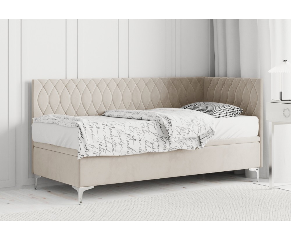 DIANA 1R Jugendbett 120x200 cm mit Bettkasten, Kopfteil und Seitenblende, verchromte Füße