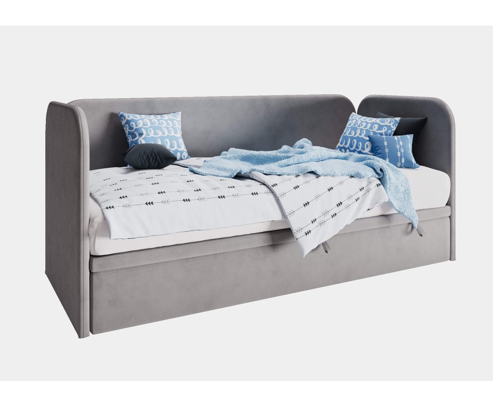 Jugendbett 80x200 cm mit Bettkasten, 2 Kopfteile und Seitenblende abgerundet, OLIVIER 1R Jugendbett 80x200 cm mit Bettkasten, 2 Kopfteile und Seitenblende abgerundet, OLIVIER 1R