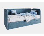 Einzelbett 100x200 cm für Jugendzimmer mit Bettkasten, 2 Kopfteile und Seitenblende abgerundet, OLIVIER 1R