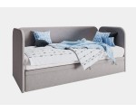 Einzelbett 100x200 cm für Jugendzimmer mit Bettkasten, 2 Kopfteile und Seitenblende abgerundet, OLIVIER 1R