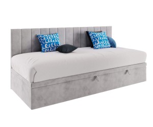 Jugendbett 90x200 cm mit Bettkasten, ohne Matratze, Polsterbett INTARO A43