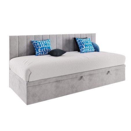 Jugendbett 90x200 cm mit Bettkasten, ohne Matratze, Polsterbett INTARO A43