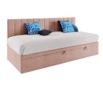 Jugendbett 90x200 cm mit Bettkasten, ohne Matratze, Polsterbett INTARO A43