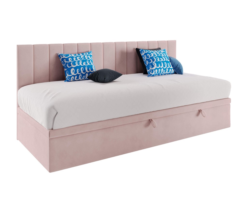 Einzelbett 100x200 cm mit Seitenblende, ohne Matratze, INTARO A43