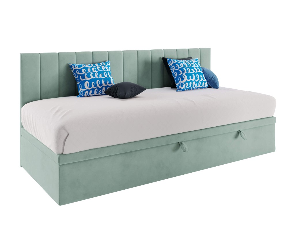 Einzelbett 100x200 cm mit Seitenblende, ohne Matratze, INTARO A43