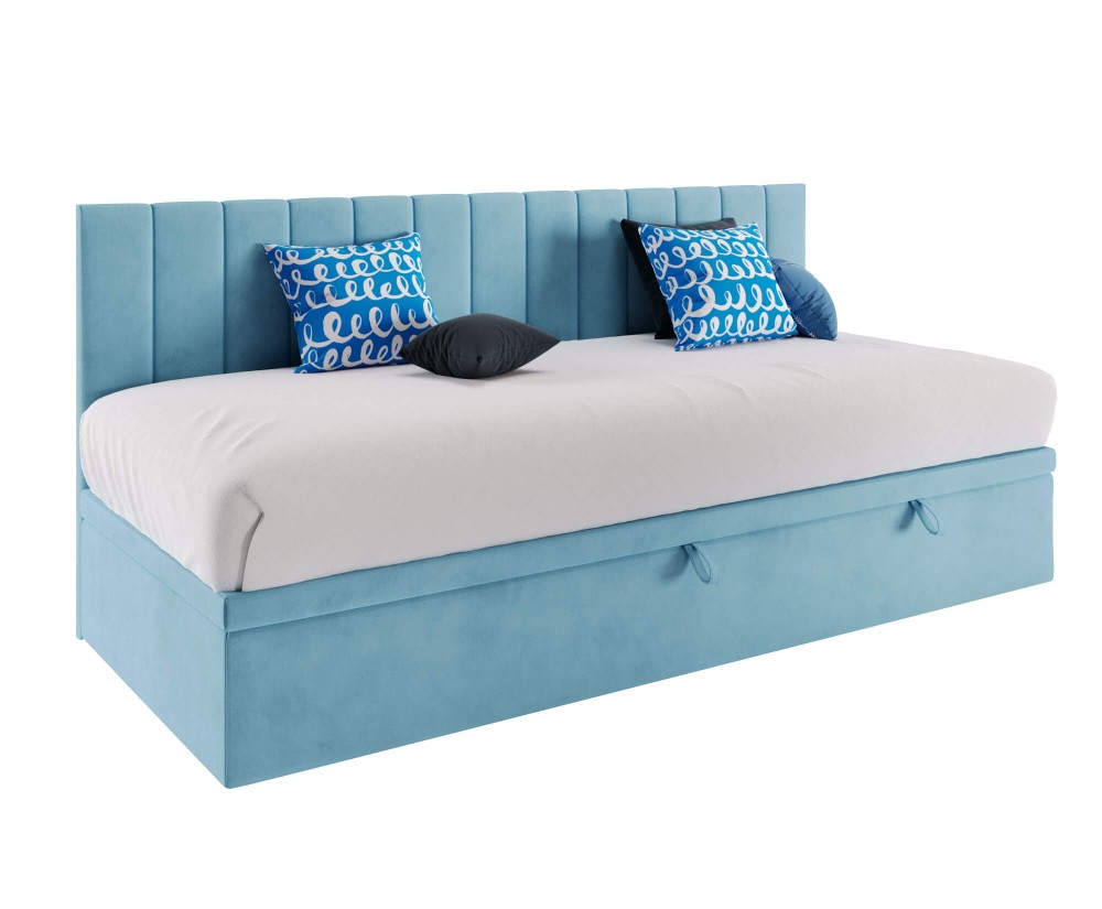 Einzelbett 100x200 cm mit Seitenblende, ohne Matratze, INTARO A43