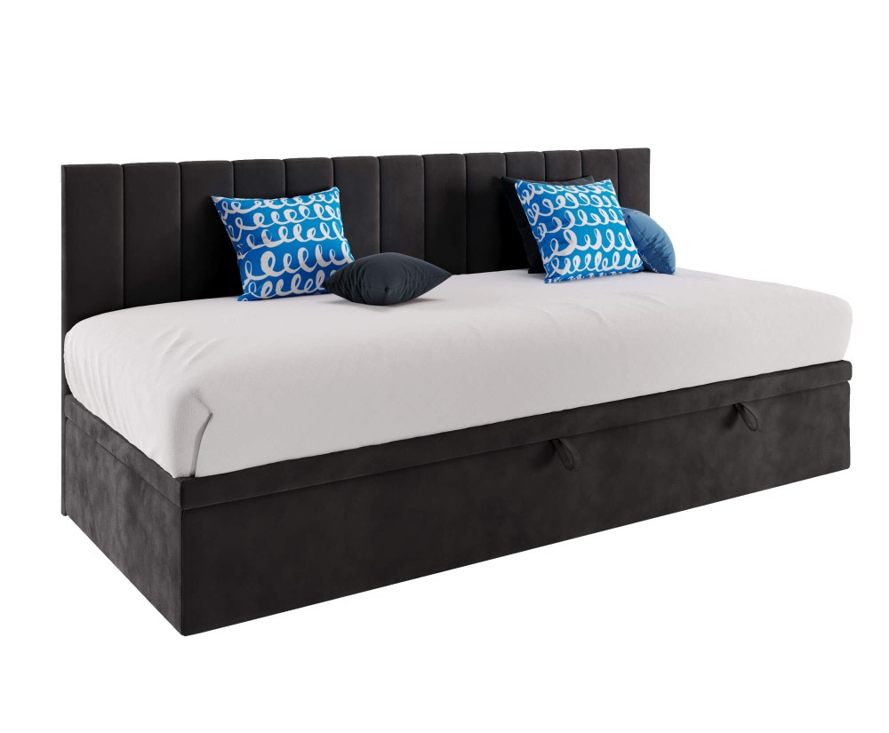 Einzelbett 100x200 cm mit Seitenblende, ohne Matratze, INTARO A43