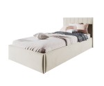 Einzelbett 90x200 cm für Jugendzimmer mit vertikalen Nähten am Kopfteil, Bett für Dachschräge, Matt Velvet, STELLA SM 02