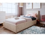 Einzelbett 90x200 cm für Jugendzimmer mit vertikalen Nähten am Kopfteil, Bett für Dachschräge, Matt Velvet, STELLA SM 02