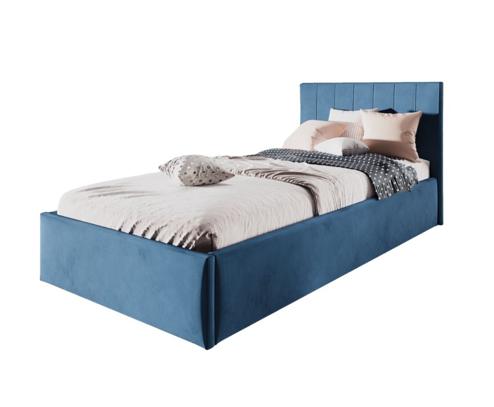 Jugendbett 100x200 cm mit vertikalen Nähten am Kopfteil, Matt Velvet, STELLA SM 02