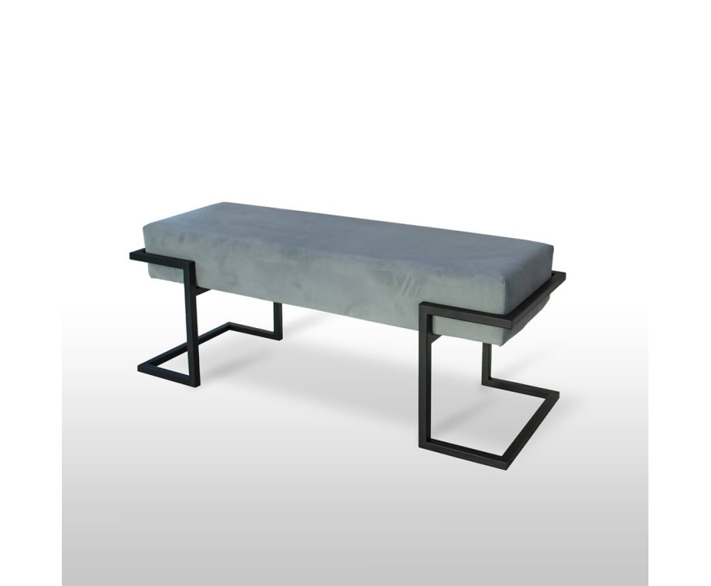 Moderne Sitzbank Breite 100 cm mit grauem Stoff und schwarzem Gestell, HOLLY C