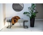 Moderne Sitzbank Breite 100 cm mit grauem Stoff und schwarzem Gestell, HOLLY C