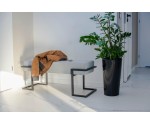 Moderne Sitzbank Breite 100 cm mit grauem Stoff und schwarzem Gestell, HOLLY C