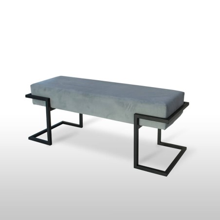 Moderne Sitzbank Breite 80 cm mit grauem Stoff und schwarzem Gestell, HOLLY C