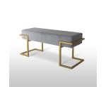 Stilvolle Sitzbank Breite 100 cm mit grauem Stoff und goldfarbenem Gestell, HOLLY C