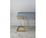 Stilvolle Sitzbank Breite 100 cm mit grauem Stoff und goldfarbenem Gestell, HOLLY C