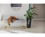 Stilvolle Sitzbank Breite 80 cm mit grauem Stoff und goldfarbenem Gestell, HOLLY C