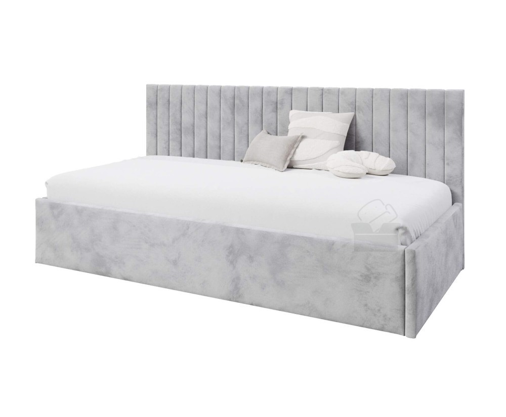 Einzelbett 120x200 cm für Jugendzimmer, niedrige Rückenlehne, Polsterbett für Dachschräge, MARCEL SM 02