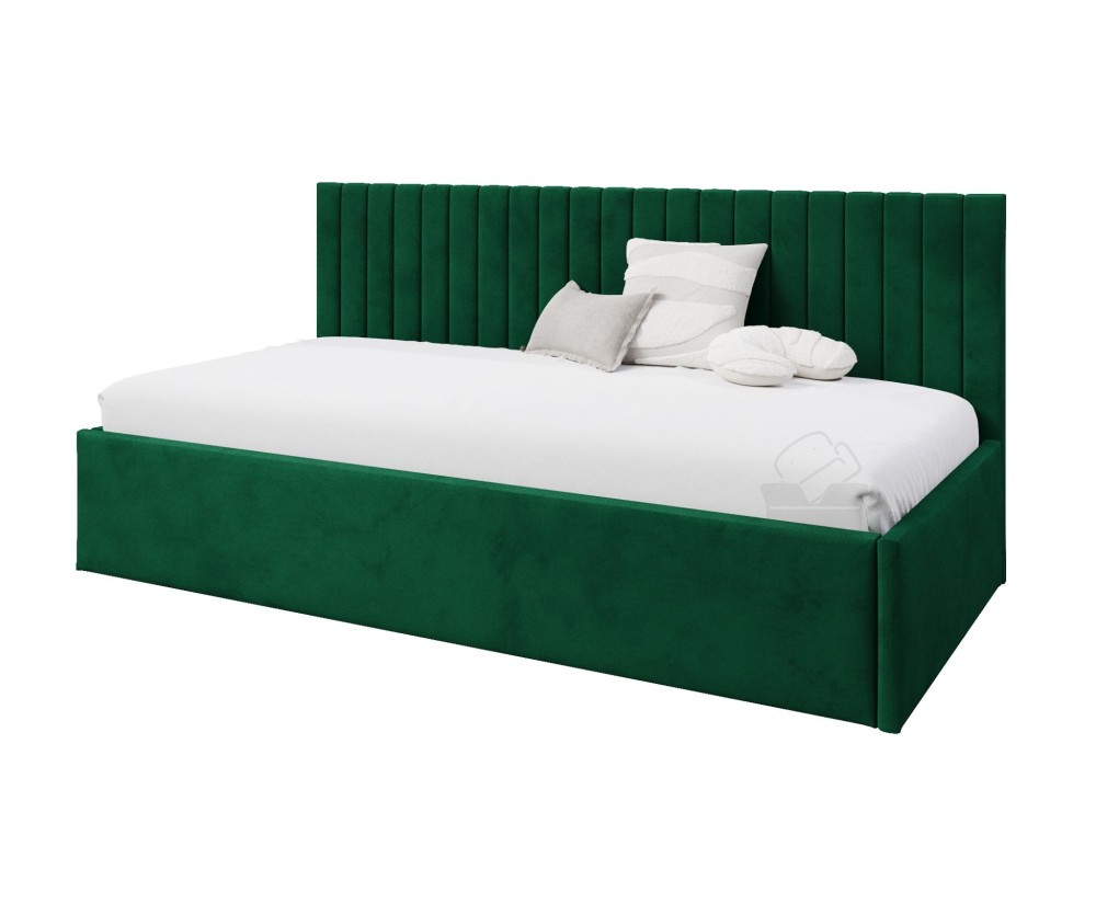 Einzelbett 120x200 cm für Jugendzimmer, niedrige Rückenlehne, Polsterbett für Dachschräge, MARCEL SM 02