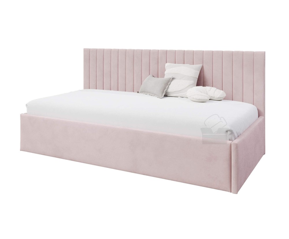 Einzelbett 120x200 cm für Jugendzimmer, niedrige Rückenlehne, Polsterbett für Dachschräge, MARCEL SM 02