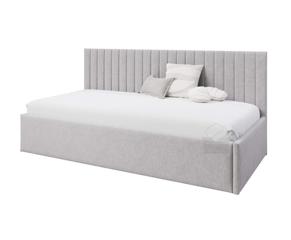 Einzelbett 120x200 cm für Jugendzimmer, niedrige Rückenlehne, Polsterbett für Dachschräge, MARCEL SM 02