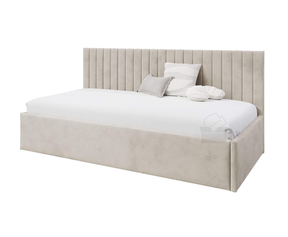 Einzelbett 120x200 cm für Jugendzimmer, niedrige Rückenlehne, Polsterbett für Dachschräge, MARCEL SM 02