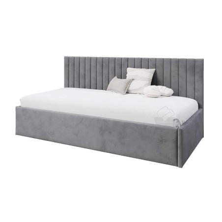 Einzelbett 120x200 cm für Jugendzimmer, niedrige Rückenlehne, Polsterbett für Dachschräge, MARCEL SM 02