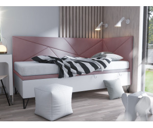 Singlebett 90x200 cm mit Bettkasten, ohne Matratze, Jugendbett GEOMETRIC 1R
