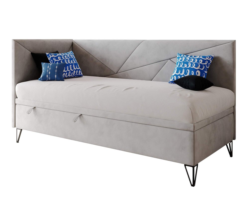 GEOMETRIC 1R Singlebett 90x200 cm mit Bettkasten, ohne Matratze