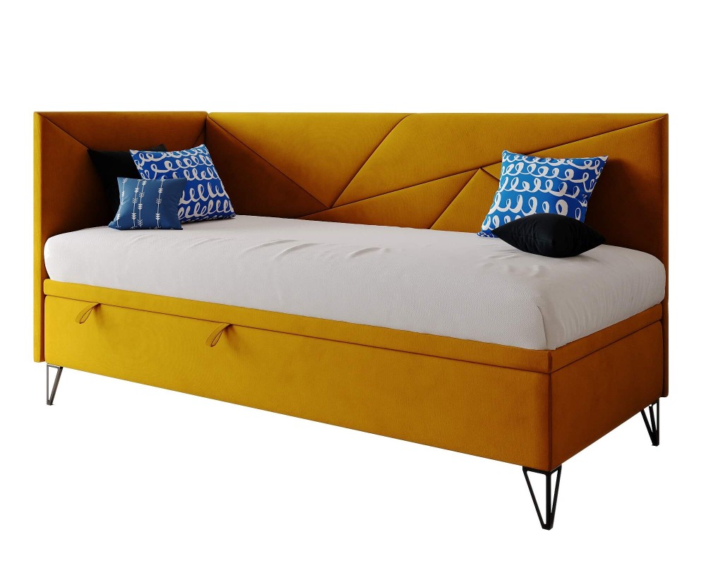 Jugendbett 100x200 cm mit Bettkasten, ohne Matratze, GEOMETRIC 1R