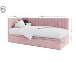 Jugendbett 80x200 cm mit Bettkasten ohne Matratze, Polsterbett INTARO A44