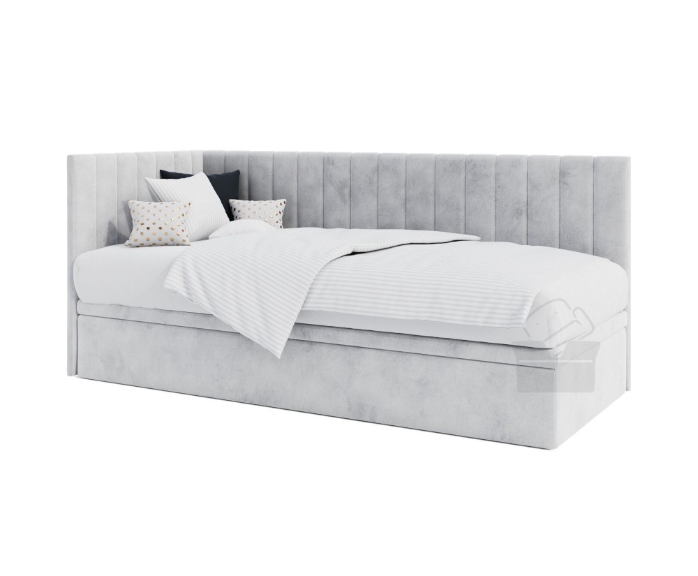 Jugendbett 80x200 cm mit Bettkasten ohne Matratze, Polsterbett INTARO A44