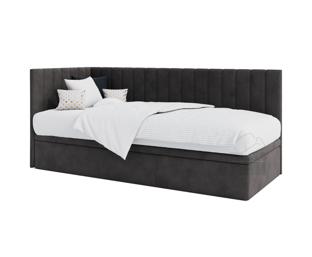 Modernes Eckbett 100x200 cm mit Stauraum ohne Matratze, Polsterbett INTARO A44