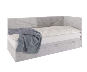 GEOMETRIC 2R Einzelbett 100x200 cm mit Bettkasten, ohne Matratze, auf Gleitfüßen