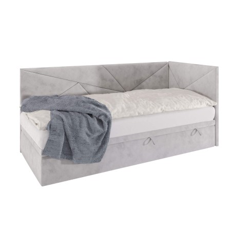 Einzelbett 100x200 cm mit Bettkasten, ohne Matratze, auf Gleitfüßen, GEOMETRIC 2R 