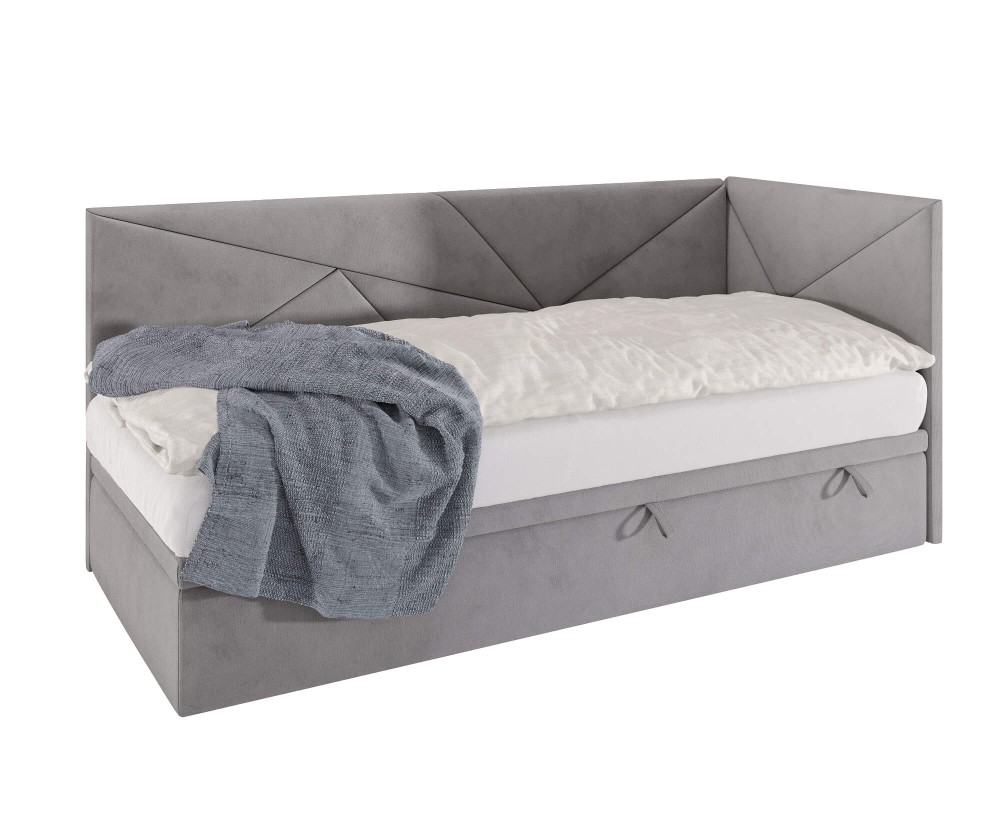 Einzelbett 100x200 cm mit Bettkasten, ohne Matratze, auf Gleitfüßen, GEOMETRIC 2R Einzelbett 100x200 cm mit Bettkasten, ohne Matratze, auf Gleitfüßen, GEOMETRIC 2R