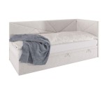 Einzelbett 100x200 cm mit Bettkasten, ohne Matratze, auf Gleitfüßen, GEOMETRIC 2R