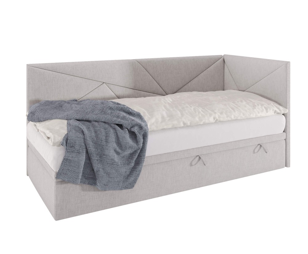 Einzelbett 100x200 cm mit Bettkasten, ohne Matratze, auf Gleitfüßen, GEOMETRIC 2R