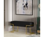 Elegante Sitzbank Breite 100 cm mit schwarzem Stoff und goldfarbenem Gestell, HOLLY C