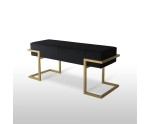 Elegante Sitzbank Breite 80 cm mit schwarzem Stoff und goldfarbenem Gestell, HOLLY C