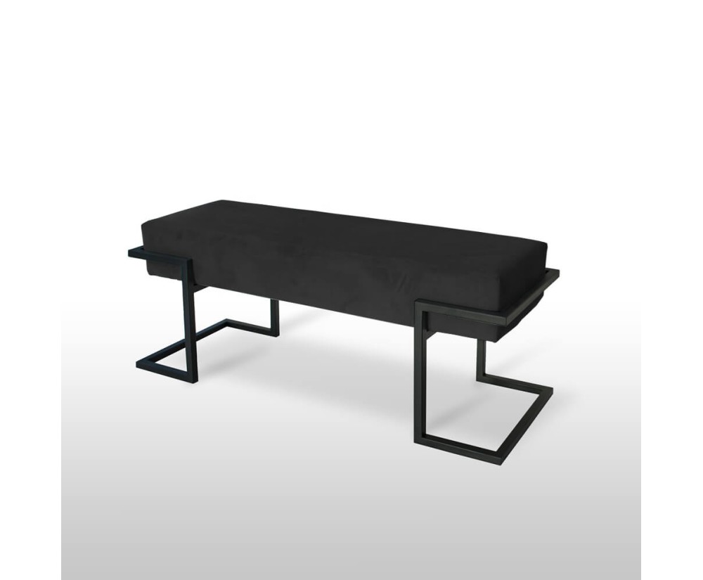 Gepolsterte Sitzbank Breite 100 cm mit schwarzem Stoff und schwarzem Gestell, HOLLY C