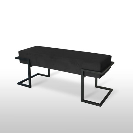 Gepolsterte Sitzbank Breite 100 cm mit schwarzem Stoff und schwarzem Gestell, HOLLY C