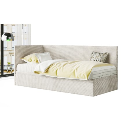 Einzelbett 80x200 cm mit Cord Lincoln, Bettkasten, Gleitfüße, TOMAS