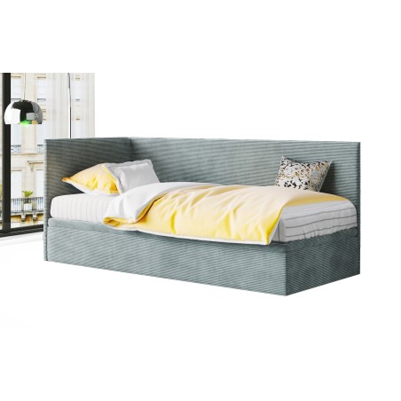 TOMAS Eckbett 90x200 cm, Cord Lincoln, Bettkasten, Gleitfüße