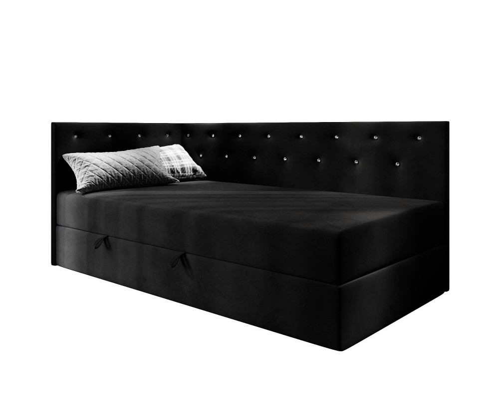 Jugendbett 80x200 cm mit Kristallen am Kopfteil und an der Seitenblende, PRINCESS 3M Jugendbett 80x200 cm mit Kristallen am Kopfteil und an der Seitenblende, PRINCESS 3M