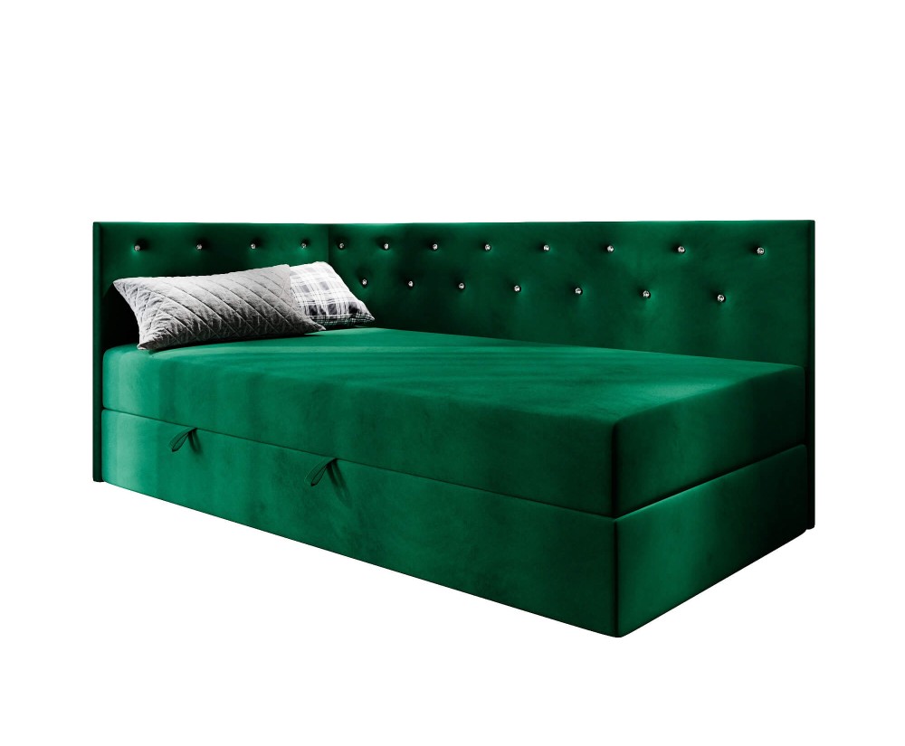 Jugendbett 80x200 cm mit Kristallen am Kopfteil und an der Seitenblende, PRINCESS 3M