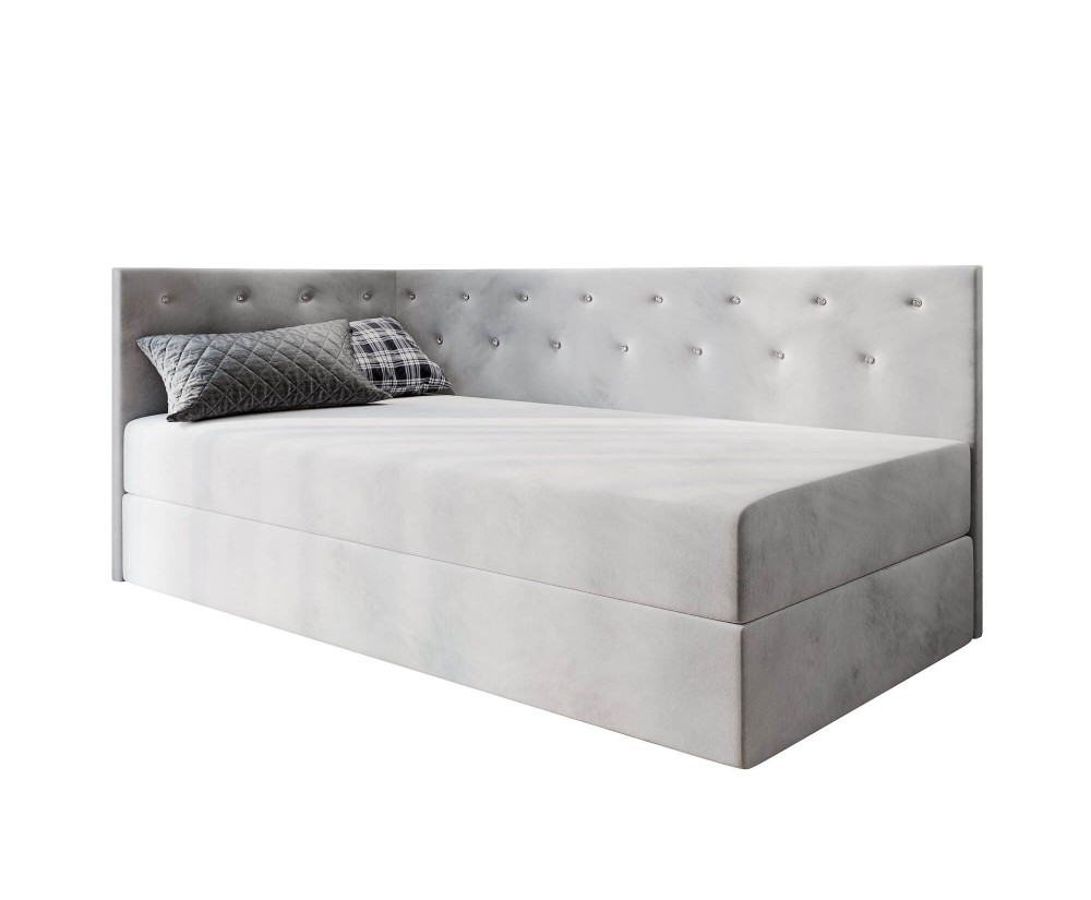 Kontinentalbett 90x200 cm im Glamour-Stil, Bonell-Matratze und Bettkasten, PRINCESS 3M